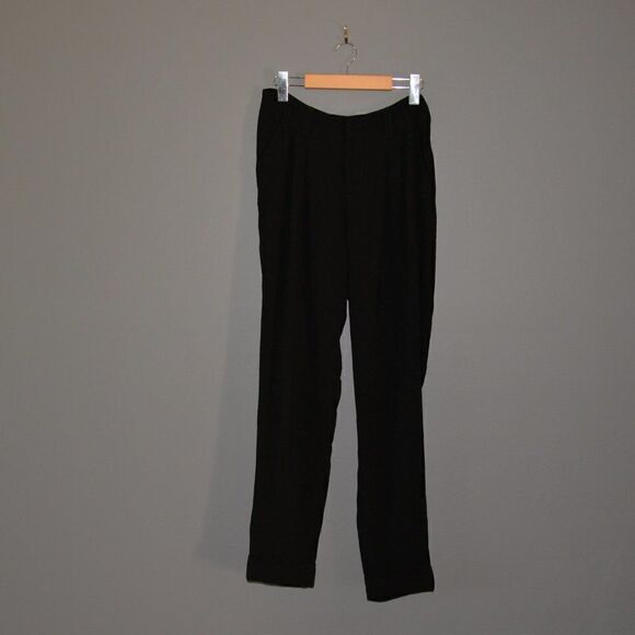 Alice + Olivia Silk Blend Tapered Leg Black Trousers Sz 6 - Picture 2 of 9